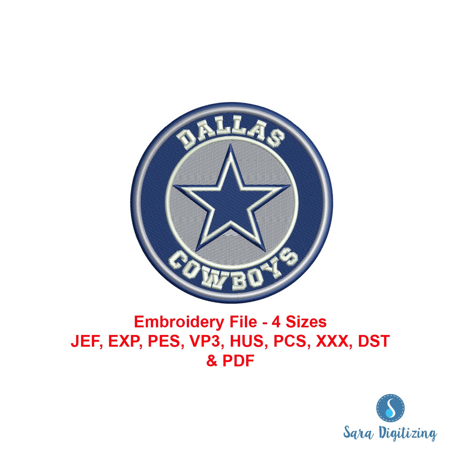 Dallas Cowboys Circle logo Machine Embroidery Design / Dallas Etsy