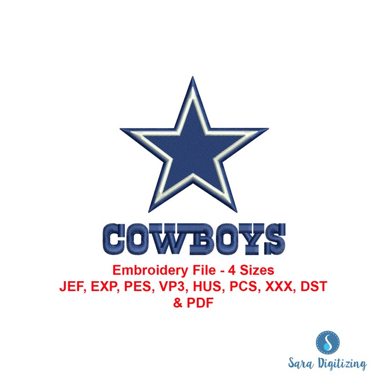 Dallas Cowboy Star Machine Embroidery Design Blue star Etsy Photo of dallas cowboys football machine embroidery design in 4 sizes