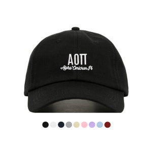 Alpha Omicron Pi L/S Baseball Hat - Embroidered Baseball Cap // Sorority Greek Big Little Sister Gift