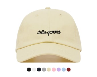 Delta Gamma corsiva Baseball cappello - ricamato berretto da Baseball / / Sorority greco grande sorella regalino