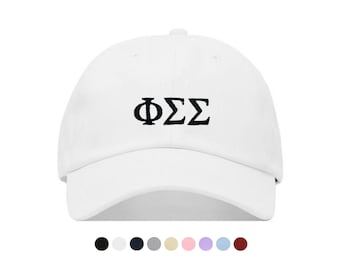 Phi Sigma Sigma Letters Baseball Hat - Embroidered Baseball Cap // Sorority Greek Big Little Sister Gift