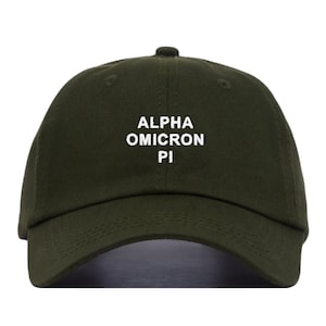 Alpha Omicron Pi Stacked Baseball Hat - Embroidered Baseball Cap // Sorority Greek Big Little Sister Gift