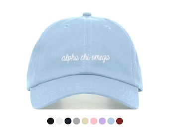 Alpha Chi Omega corsiva Baseball cappello - ricamato berretto da Baseball / / Sorority greco grande sorella regalino