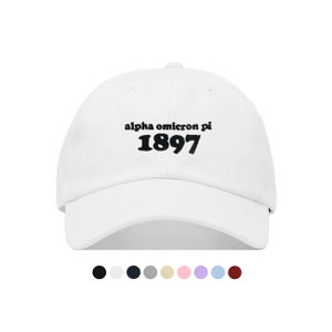 Alpha Omicron Pi Year Baseball Hat - Embroidered Baseball Cap // Sorority Greek Big Little Sister Gift
