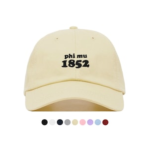 Phi Mu Year Baseball Hat - Embroidered Baseball Cap // Sorority Greek Big Little Sister Gift