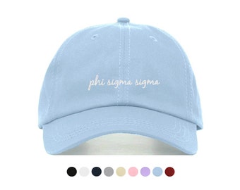 Phi Sigma Sigma Script Baseball Hat - Embroidered Baseball Cap // Sorority Greek Big Little Sister Gift