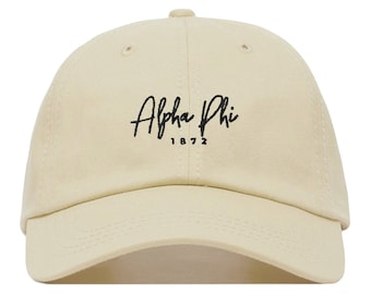 Alpha Phi Signature Baseball Hat - Embroidered Baseball Cap // Sorority Greek Big Little Sister Gift