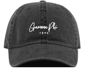 Gamma Phi Beta Signature Baseball Hat - Embroidered Baseball Cap // Sorority Greek Big Little Sister Gift