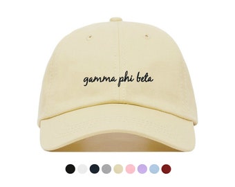 Gamma Phi Beta Script Baseball Hat - Embroidered Baseball Cap // Sorority Greek Big Little Sister Gift