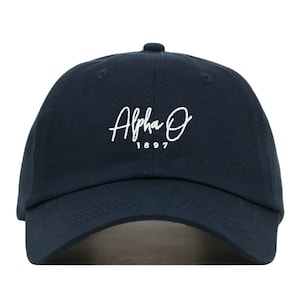 Alpha Omicron Pi Signature Baseball Hat - Embroidered Baseball Cap // Sorority Greek Big Little Sister Gift