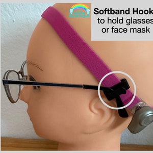 Softband Hooks sold as a pair. Use to hold Glasses or face mask. Attach Hooks to Custom Softband or Softband from hearing aid company. image 1