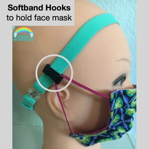 Softband Hooks sold as a pair. Use to hold Glasses or face mask. Attach Hooks to Custom Softband or Softband from hearing aid company. image 4