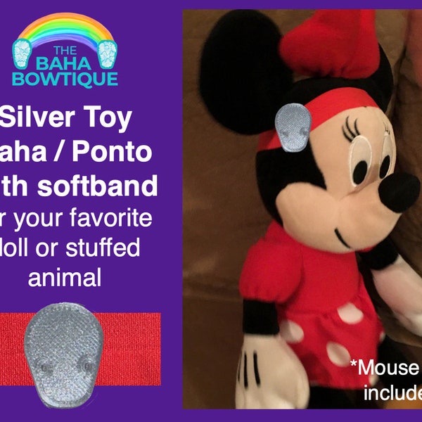 Silver - TOY Baha Ponto Hearing Aid & Softband for Doll or Elf (Doll not included)