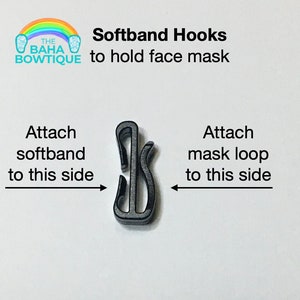 Softband Hooks sold as a pair. Use to hold Glasses or face mask. Attach Hooks to Custom Softband or Softband from hearing aid company. image 6