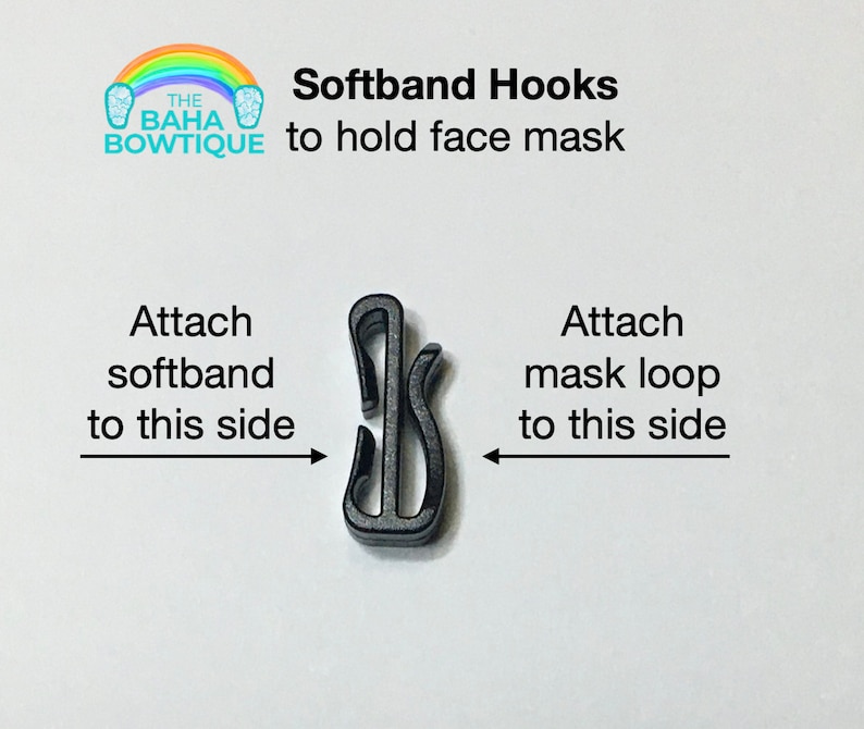 Softband Hooks sold as a pair. Use to hold Glasses or face mask. Attach Hooks to Custom Softband or Softband from hearing aid company. image 6