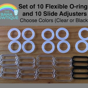 DIY Materials - 10 O-rings & 10 Slide Adjusters (5/8 inch) to make softband for Baha Ponto Adhear (Elastic and Connector sold separately)