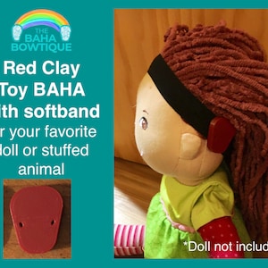 Red - TOY Baha Hearing Aid & Softband for Doll or Elf (Doll not included)