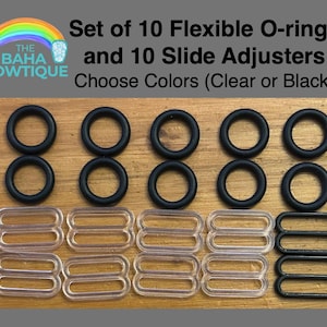 DIY Materials - 10 O-rings & 10 Slide Adjusters (5/8 inch) to make softband for Baha Ponto Adhear (Elastic and Connector sold separately)