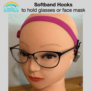 Softband Hooks sold as a pair. Use to hold Glasses or face mask. Attach Hooks to Custom Softband or Softband from hearing aid company. image 2