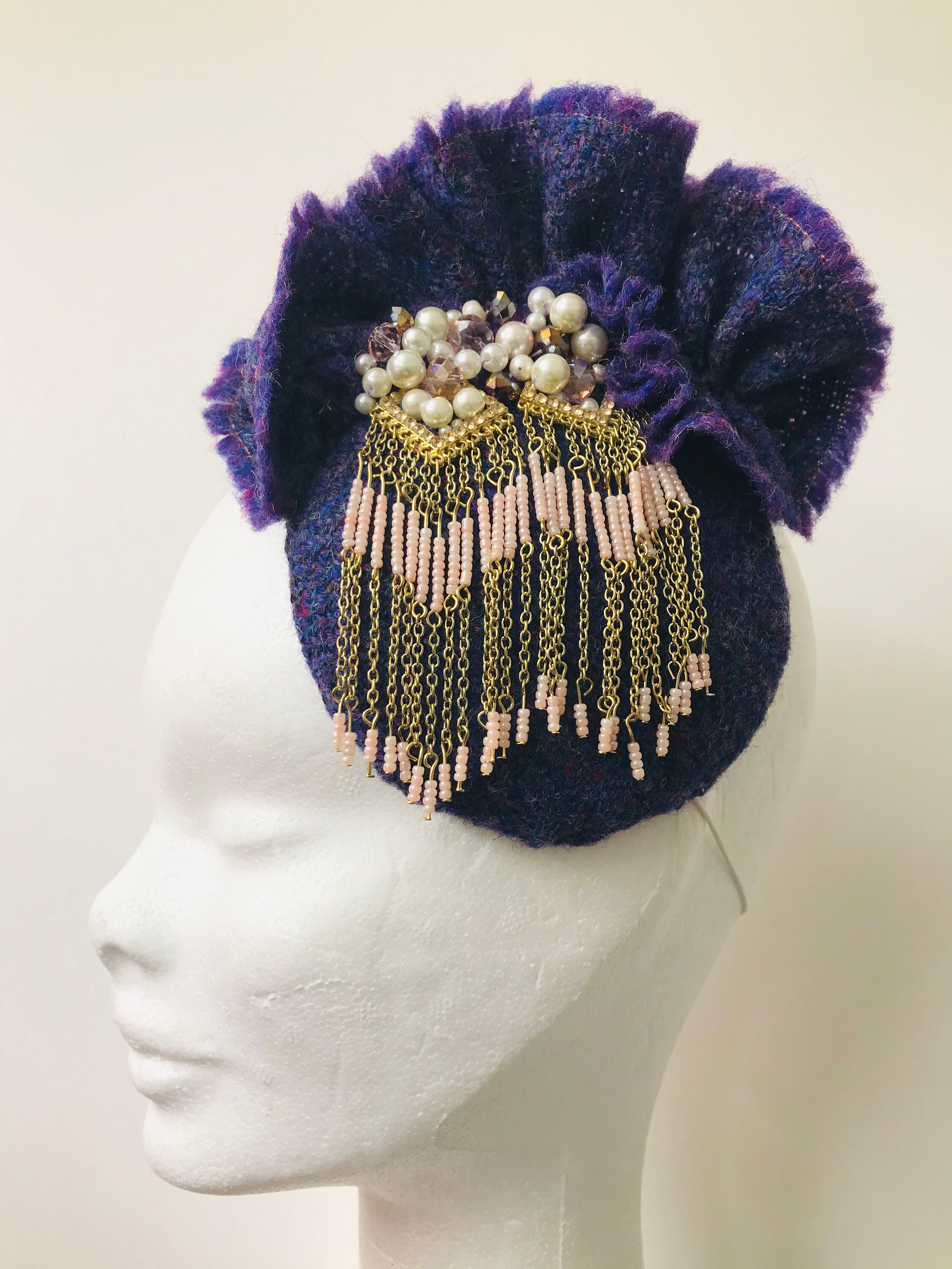 Royal Irish Purple Tweed Headpiece Wedding Occassion Wear Etsy