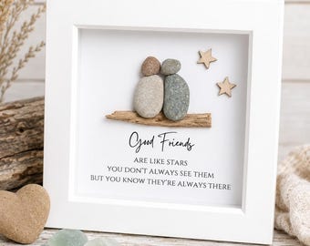 Good Friends Are Like Stars - Handcrafted Pebble Art Wee Keepsake