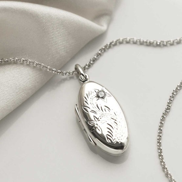 Sterling Silver Oval Locket Necklace