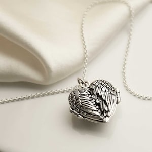 Colar com medalhão de asas de amor em prata esterlina