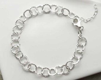 Sterling Silver Hammered Circle Link Bracelet