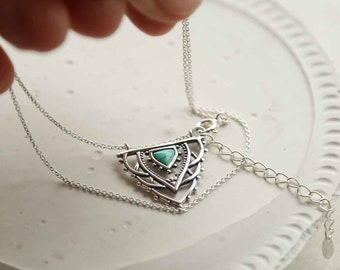 Sterling Silver Turquoise Triangle Necklace