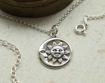 Collana con sole e luna in argento sterling