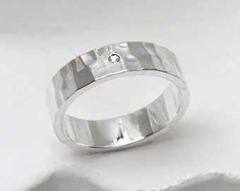 Sterling Silver 4mm Diamond Set Secret Message Ring