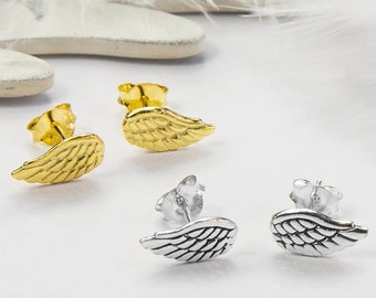 Sterling Silver And Gold Tiny Angel Wing Stud Earring Pack