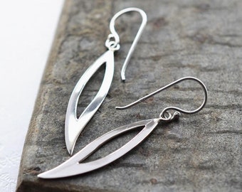 Sterling Silver Abstract Leaf Earrings