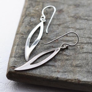 Sterling Silver Abstract Leaf Earrings