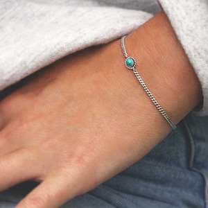 Sterling Silver Oval Turquoise Bracelet