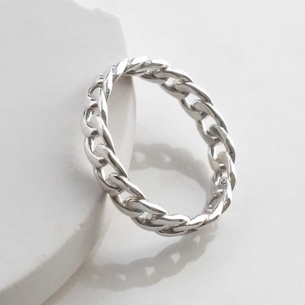 Sterling Silver Curb Chain Ring