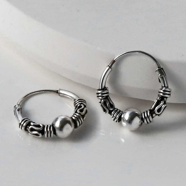 Sterling Silver Bali Indo Hoops