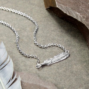 Sterling Silver Oxidised Feather Necklace image 3