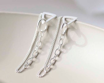 Sterling Silver Unity Chain Stud Earrings