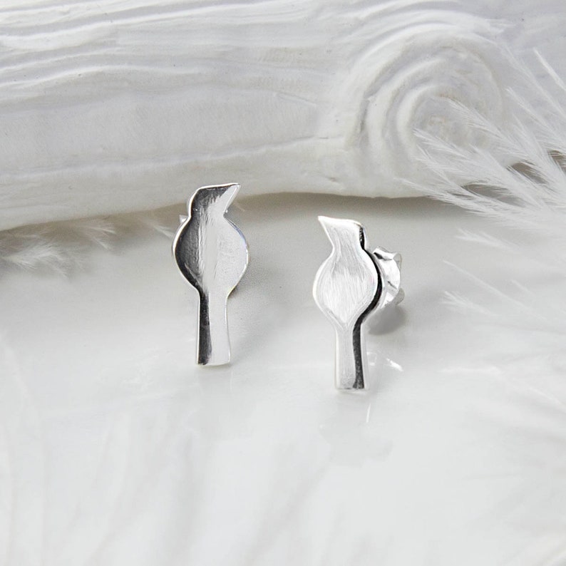 Sterling Zilveren Petite Bird Stud Oorbellen afbeelding 1