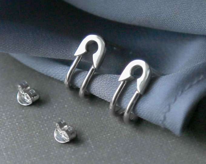 Sterling Silver Safety Pin Hug Studs