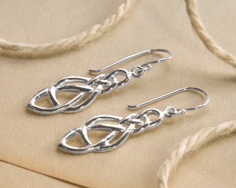 Sterling Silver Dangly Celtic Oval Knot Earrings