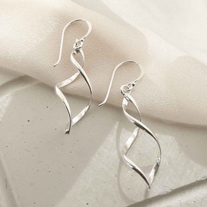 Sterling Silver Twist Dangly Earrings