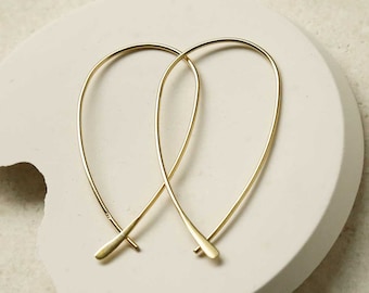 Gold Plated Sterling Silver Oval Loop Hoop Earrings