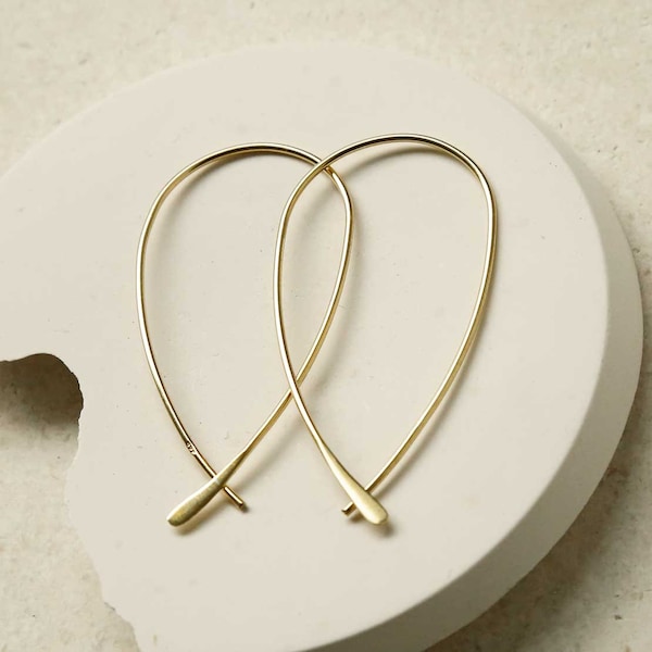 Gold Plated Sterling Silver Oval Loop Hoop Earrings