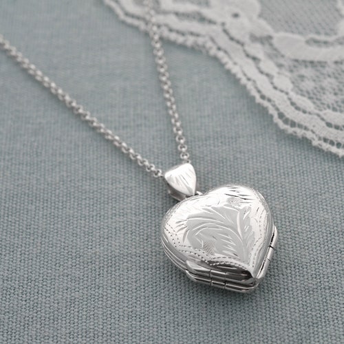 Engraved Sterling Silver Locketoval Photo Locket Etsy