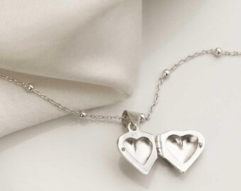 Sterling Silver Tiny Heart Locket Necklace - Etsy