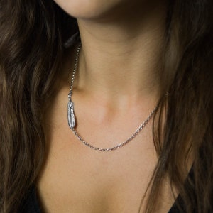 Sterling Silver Oxidised Feather Necklace image 2
