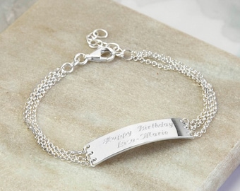 Pulsera de cadena de plata de ley grabable
