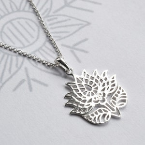 Sterling Silver Flowering Lotus Necklace